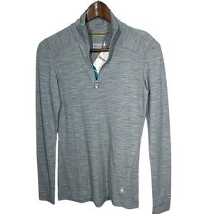 Smartwool Merino Womens250 Base Layer 1/4 Zip Top Blue Ice Heather S NWT Flaw